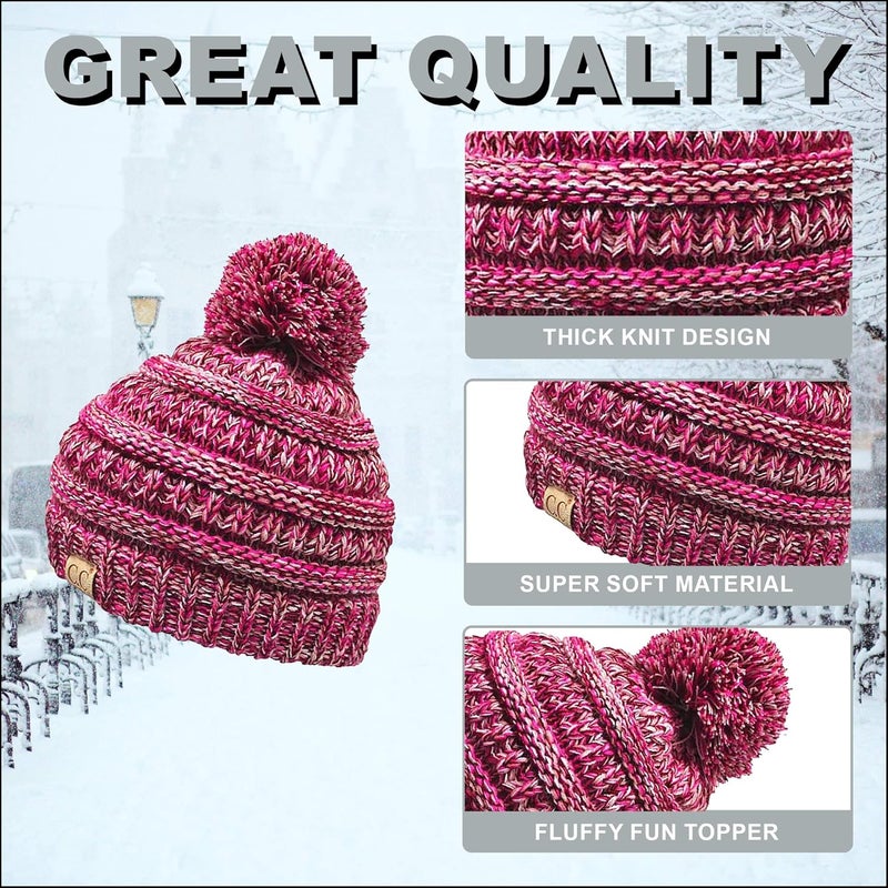 Funky Junque Toddler Pom Beanie – Kids Winter Hat for Ages 1–4, Baby Boy & Girl Knit Beanies, Warm Cozy Knit Snow Hats - Image 4